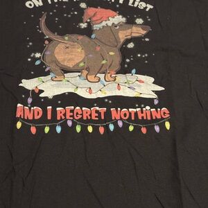 Fruit of the Loom Black Tee with Festive Dachshund Print